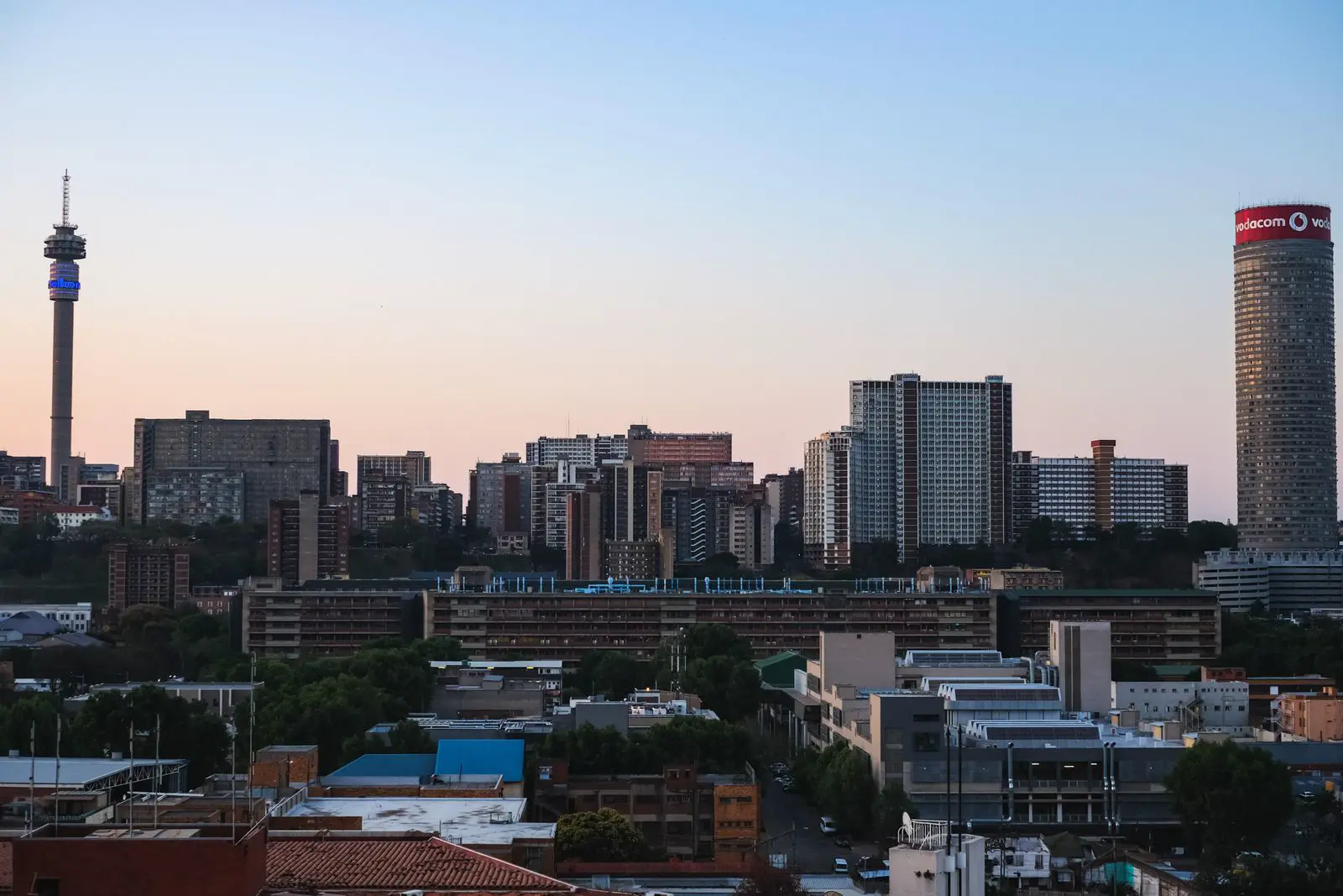Johannesburg skyline at dusk